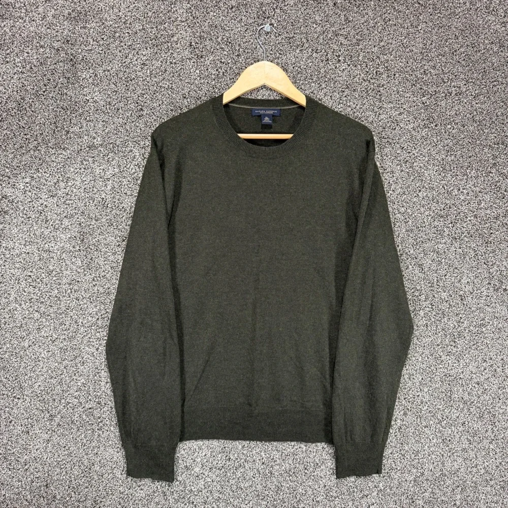 Banana Republic Sweater Mens XL Green Silk Cashmere Crewneck Pullover Old Money